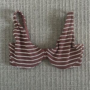 Abercrombie Brown Striped Curve Love High Apex Underwire Bikini Top | size M